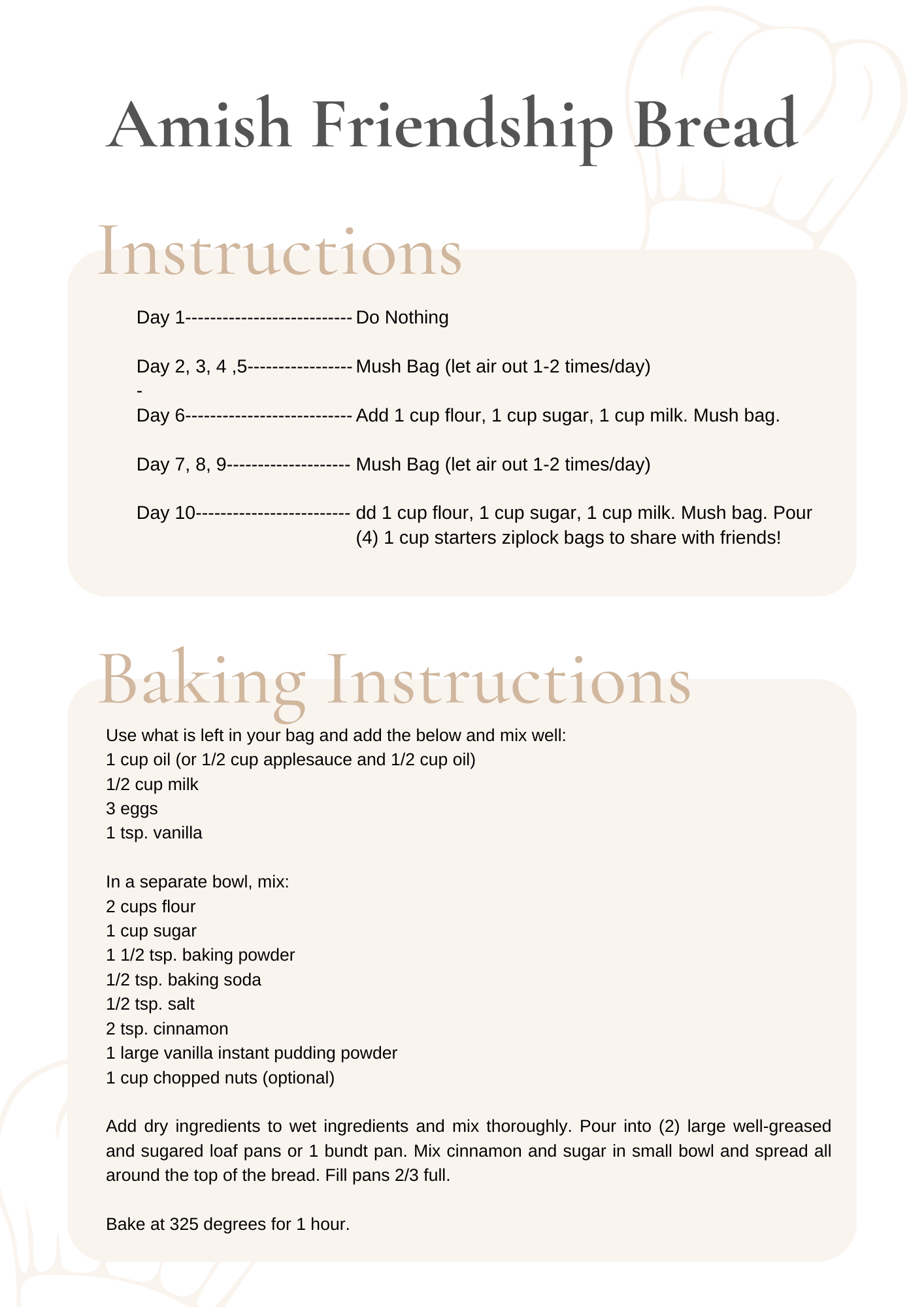 Amish Friendship Bread Instructions and Recipe