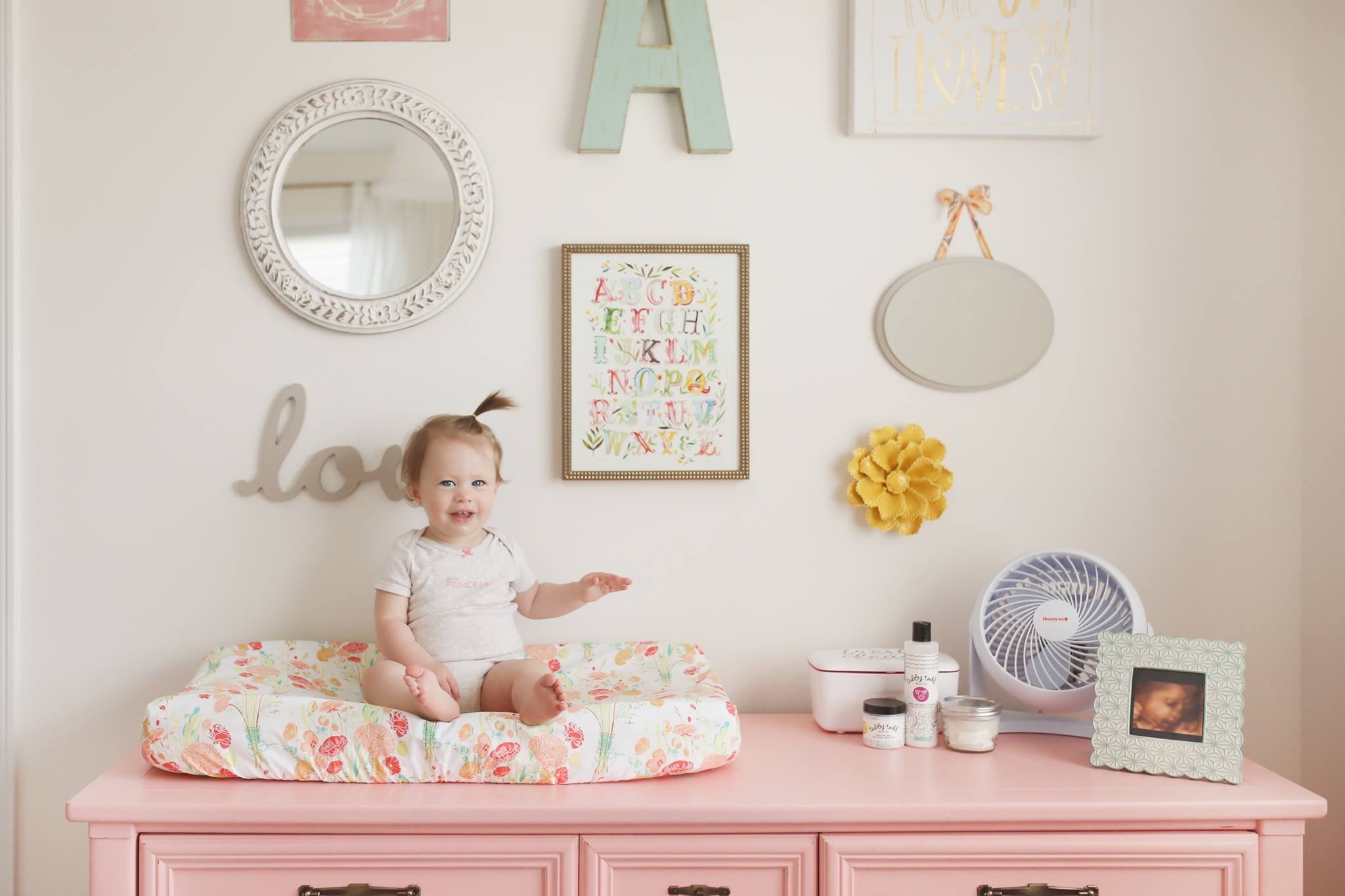 Coral Baby Girl Chalk paint dresser