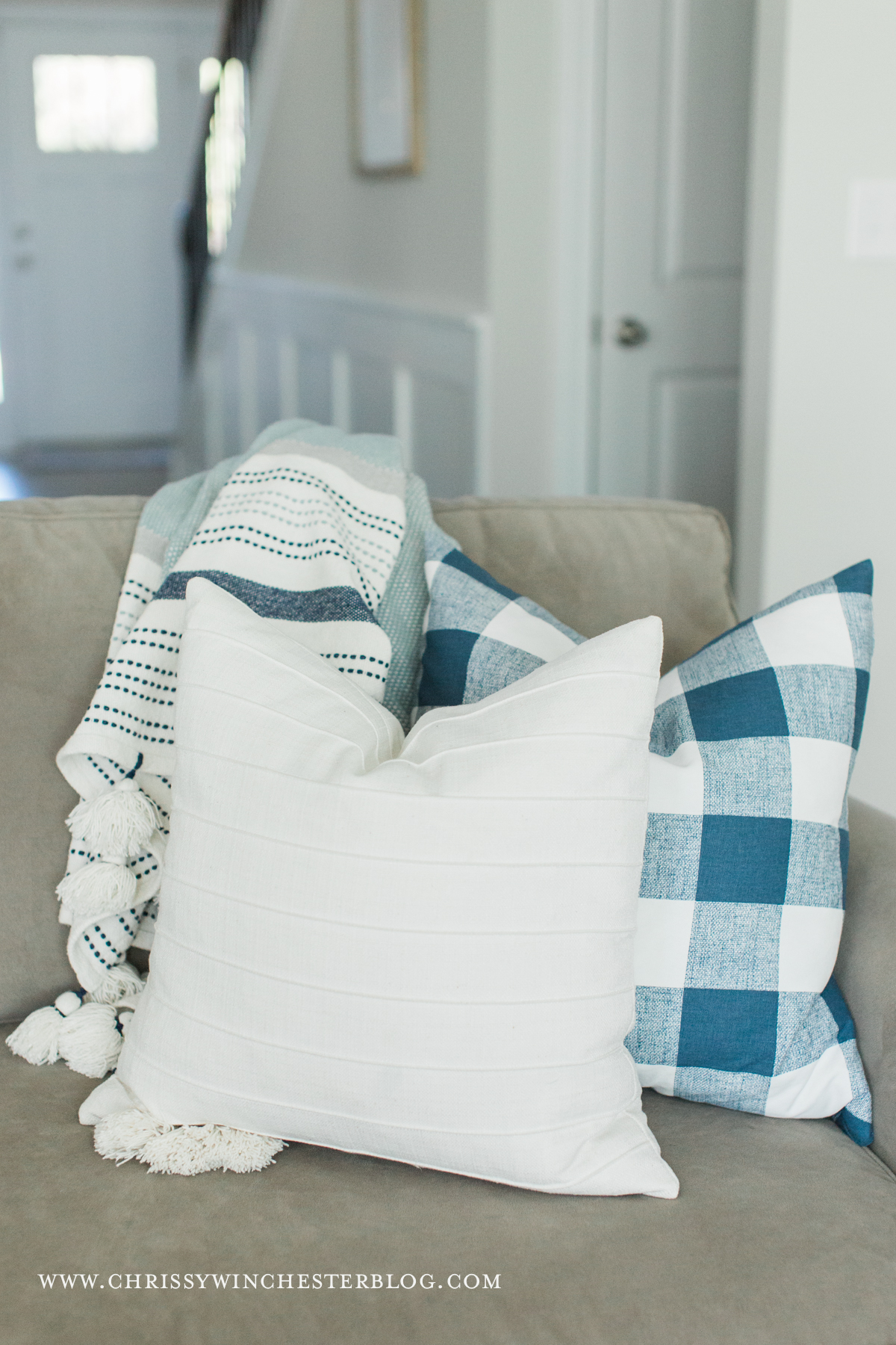 Blue Plaid Neutral Decor